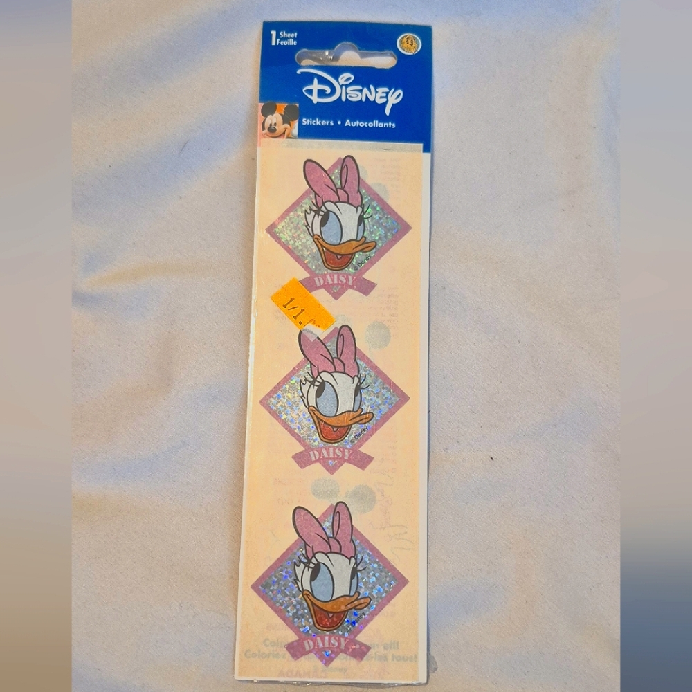 NIP Vintage Disney Sandylion Daisy Duck Sticker Sheet, Glitter